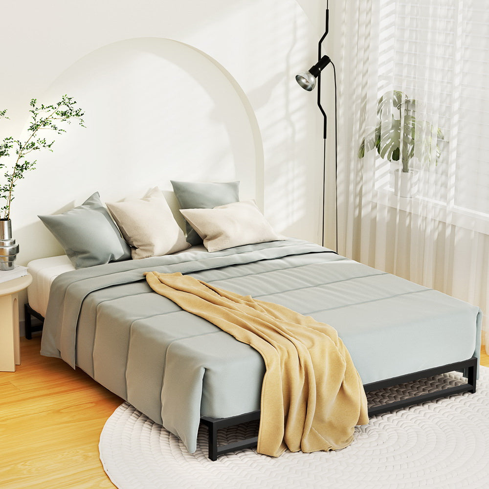 Artiss Metal Bed Frame Double Size Bed Base Mattress Platform Black BERU-Furniture &gt; Bedroom - Peroz Australia - Image - 8