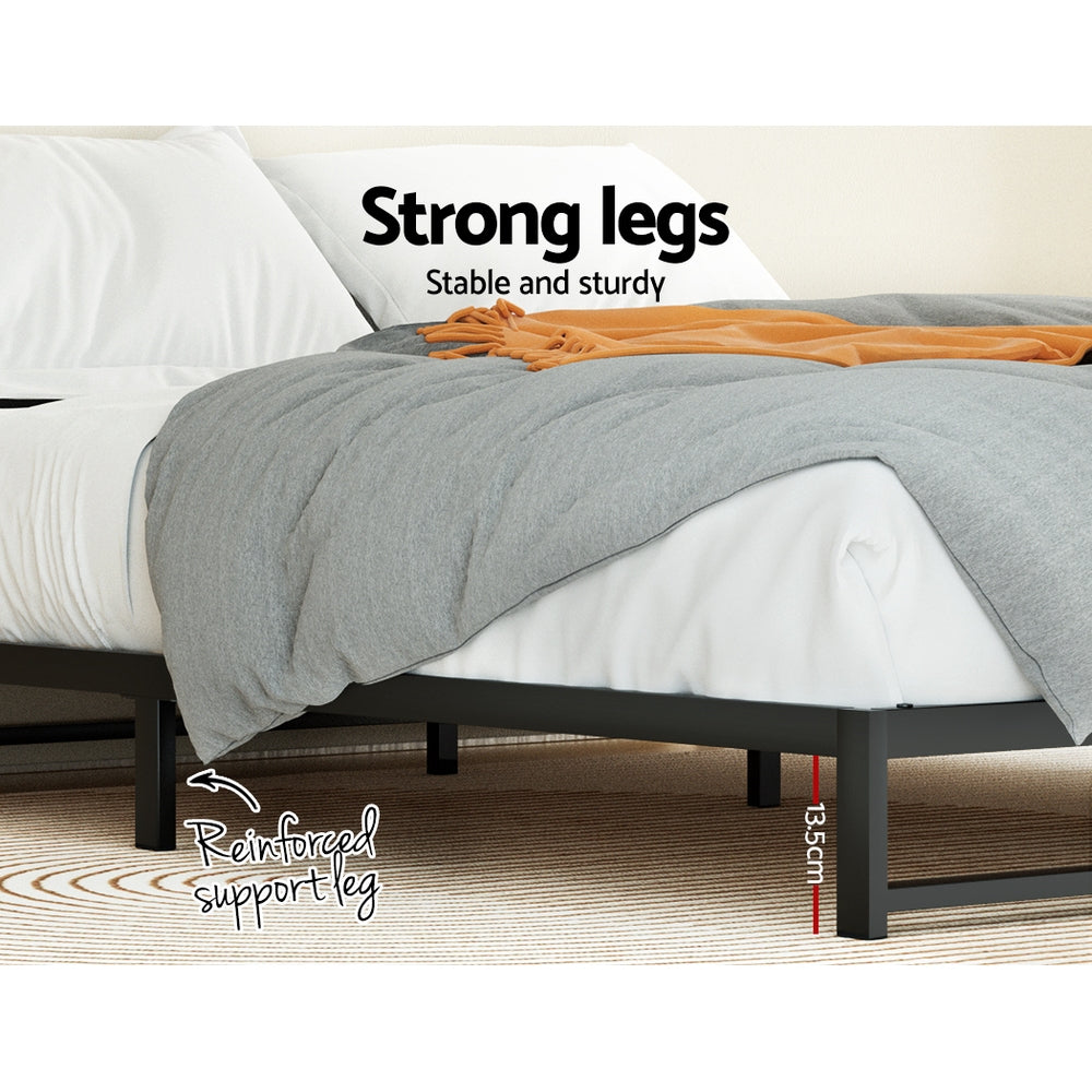 Artiss Metal Bed Frame Double Size Bed Base Mattress Platform Black BERU-Furniture &gt; Bedroom - Peroz Australia - Image - 7