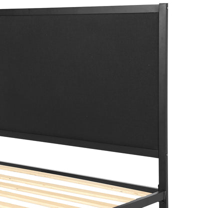 Artiss Bed Frame Metal Bed Base with Charcoal Fabric Headboard King Single PADA-Furniture &gt; Bedroom-PEROZ Accessories