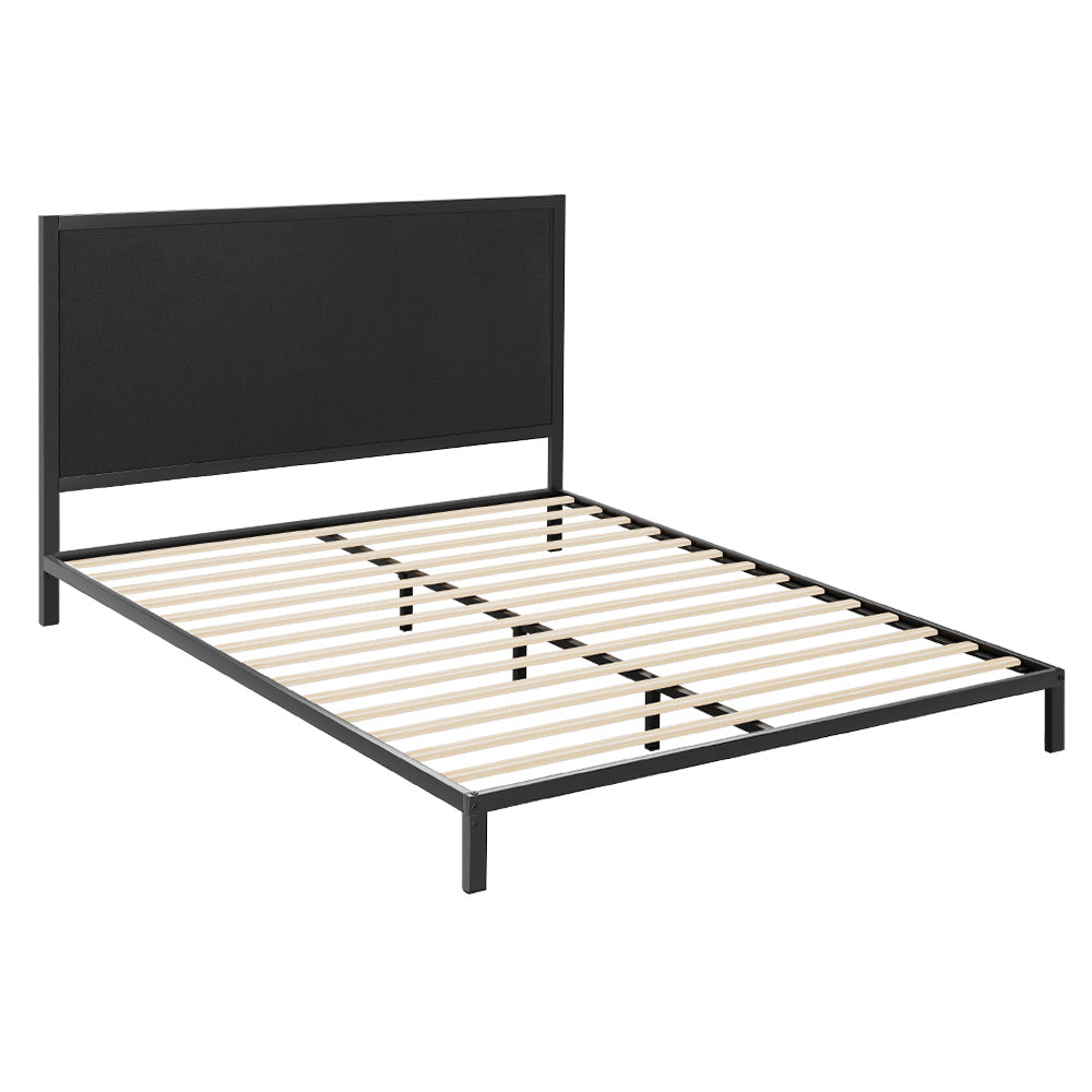 Artiss Bed Frame Metal Bed Base with Charcoal Fabric Headboard Queen Size PADA-Furniture &gt; Bedroom-PEROZ Accessories