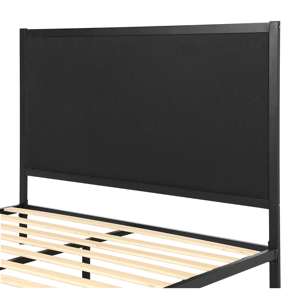 Artiss Bed Frame Metal Bed Base with Charcoal Fabric Headboard Queen Size PADA-Furniture &gt; Bedroom-PEROZ Accessories