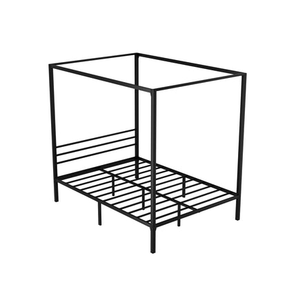 Artiss Bed Frame Metal Four-poster Platform Base Double Size Black POCHY-Furniture &gt; Bedroom - Peroz Australia - Image - 2