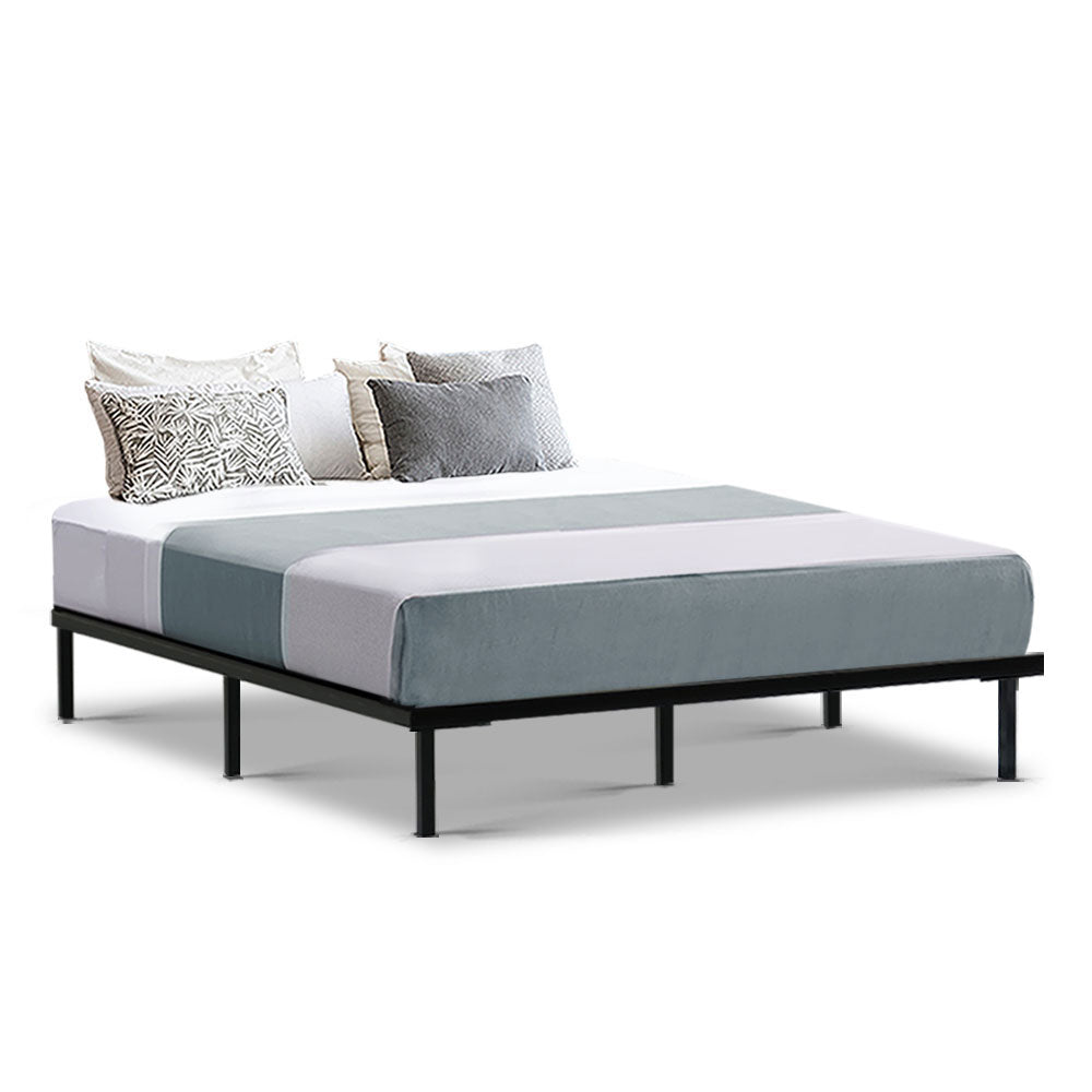 Artiss Metal Bed Frame Queen Size Bed Base Platform Foundation Wooden Black TED-Furniture &gt; Bedroom - Peroz Australia - Image - 1