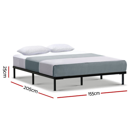 Artiss Metal Bed Frame Queen Size Bed Base Platform Foundation Wooden Black TED-Furniture &gt; Bedroom - Peroz Australia - Image - 2