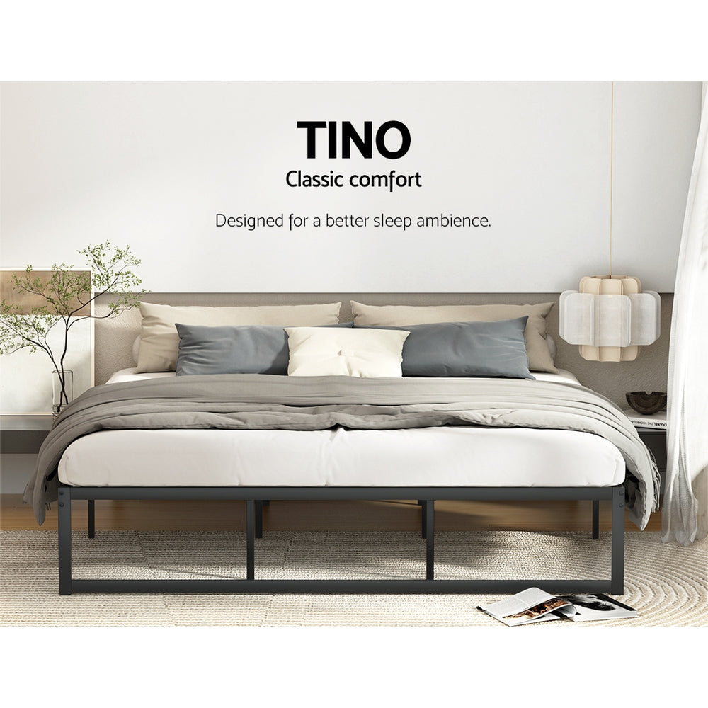 Artiss Bed Frame Metal Platform King Size Bed Base Mattress Black TINO-Furniture &gt; Bedroom - Peroz Australia - Image - 6