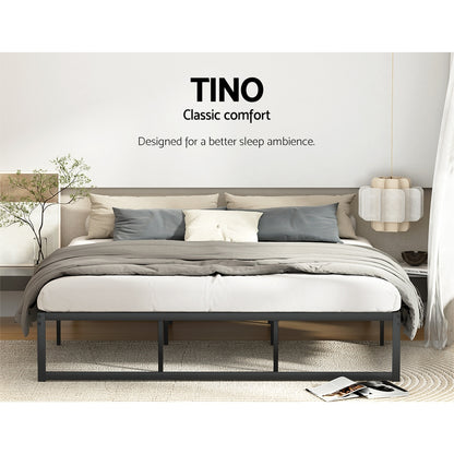 Artiss Bed Frame Metal Platform King Size Bed Base Mattress Black TINO-Furniture &gt; Bedroom - Peroz Australia - Image - 6