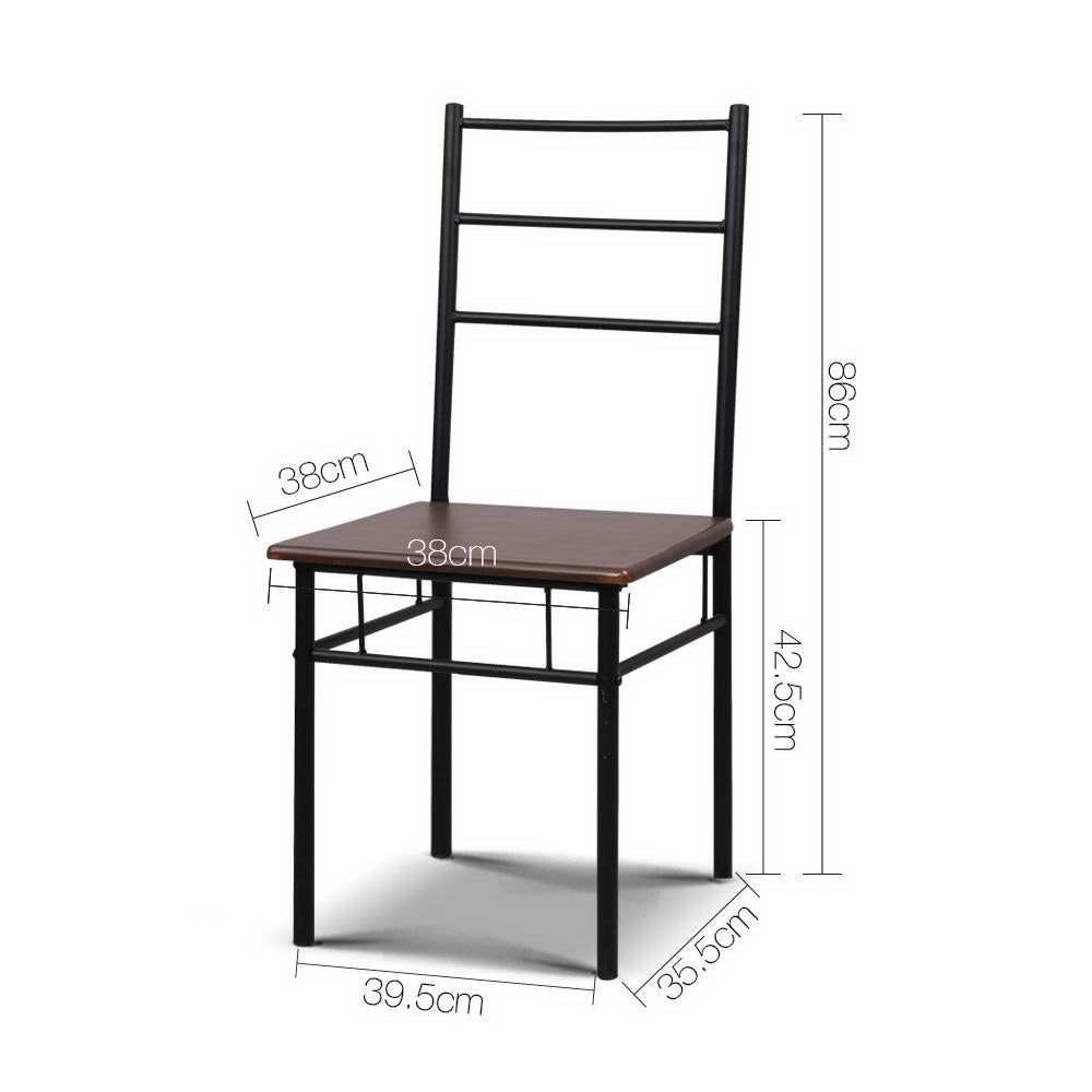Artiss Metal Table and Chairs - Walnut &amp; Black-Furniture &gt; Dining - Peroz Australia - Image - 2