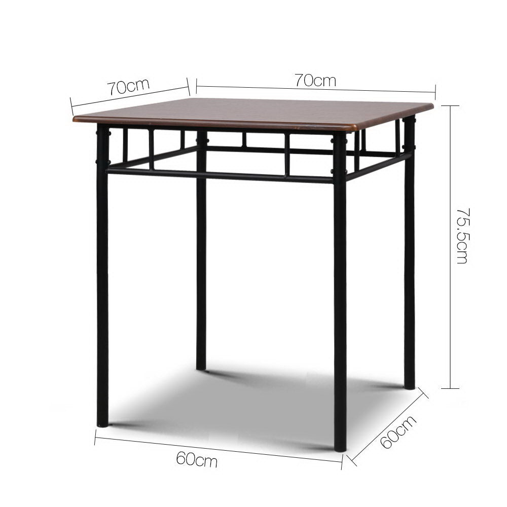 Artiss Metal Table and Chairs - Walnut &amp; Black-Furniture &gt; Dining - Peroz Australia - Image - 3