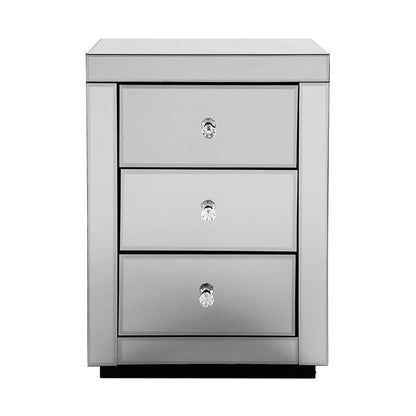 Artiss Mirrored Bedside table Drawers Furniture Mirror Glass Presia Smoky Grey-Furniture &gt; Bedroom - Peroz Australia - Image - 3