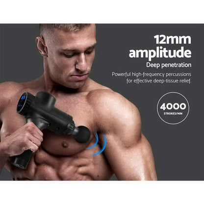 Massage Gun Electric Massager Vibration 6 Heads Muscle Therapy Percussion Tissue-Massagers-PEROZ Accessories
