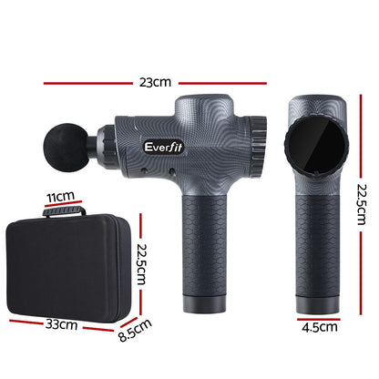 Everfit Massage Gun 6 Heads Massager Electric LCD Vibration Relief Percussion-Massagers-PEROZ Accessories