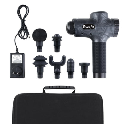 Everfit Massage Gun 6 Heads Massager Electric LCD Vibration Relief Percussion-Massagers-PEROZ Accessories