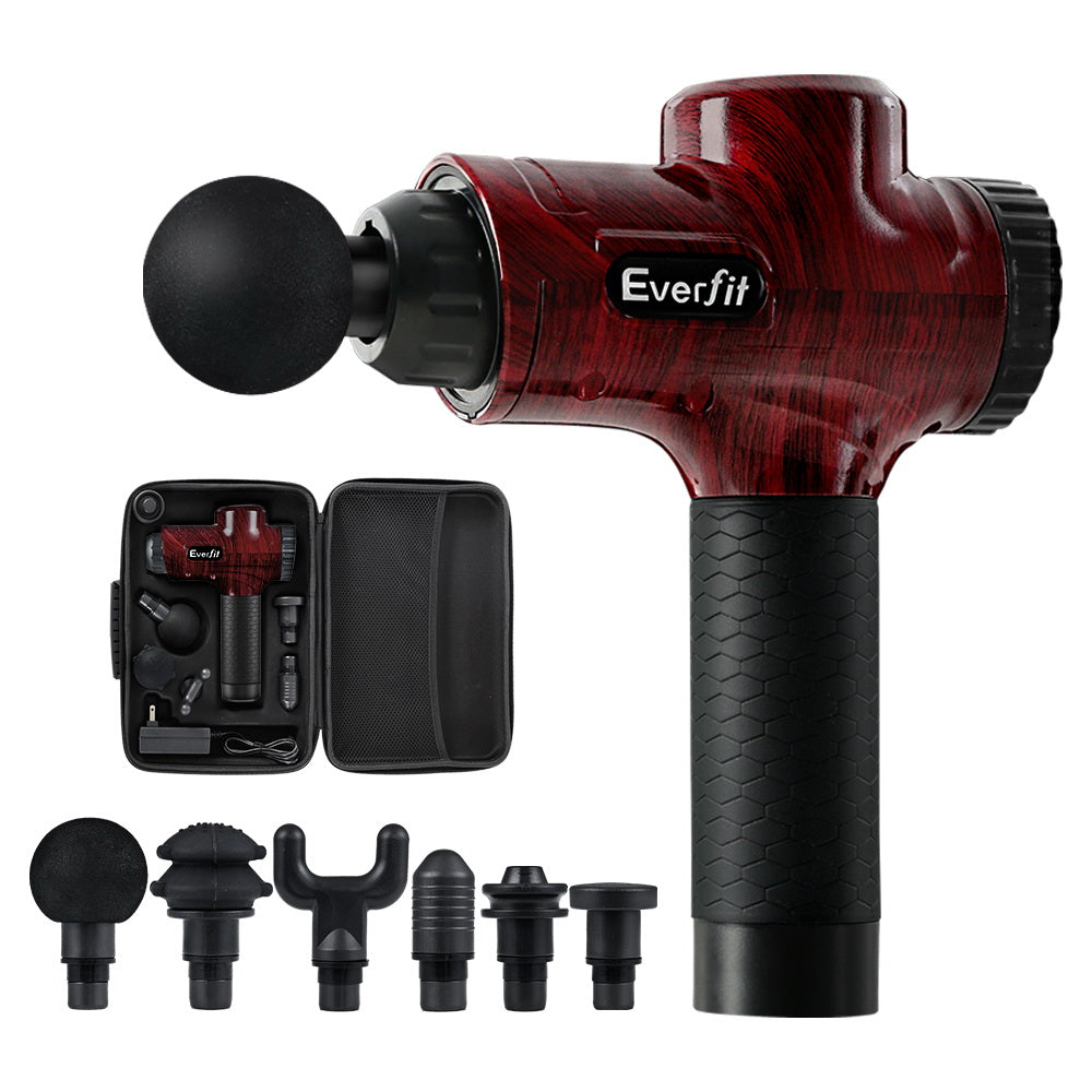 Everfit Massage Gun 6 Heads Electric Massager LCD Vibration Percussion Relief-Massagers-PEROZ Accessories