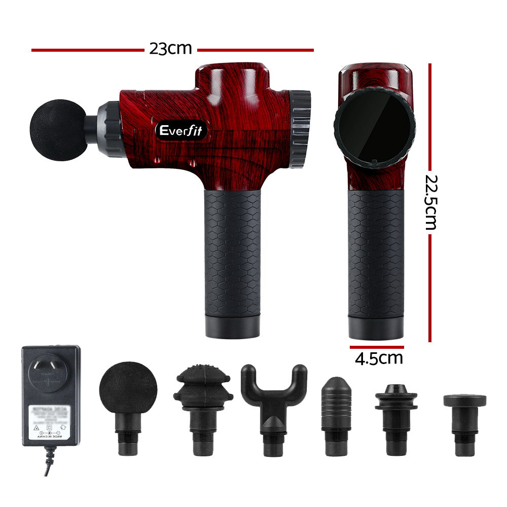 Everfit Massage Gun 6 Heads Electric Massager LCD Vibration Percussion Relief-Massagers-PEROZ Accessories