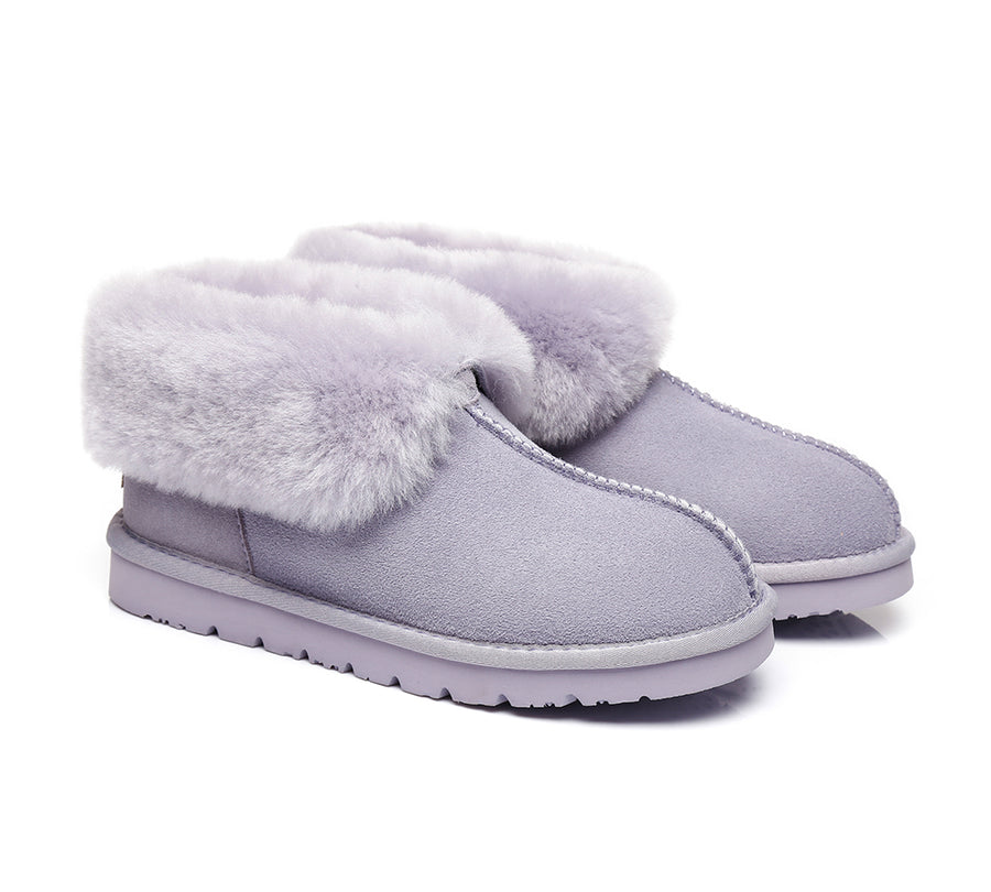 Australian Shepherd UGG Slippers Mallow Double Face Sheepskin Unisex Ankle Collar Slipper Water Resistant-Slippers-PEROZ Accessories