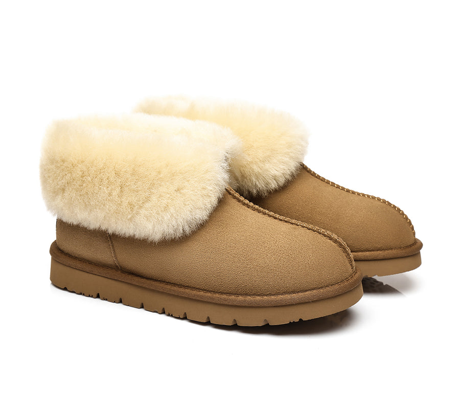 Australian Shepherd UGG Slippers Mallow Double Face Sheepskin Unisex Ankle Collar Slipper Water Resistant-Slippers-PEROZ Accessories