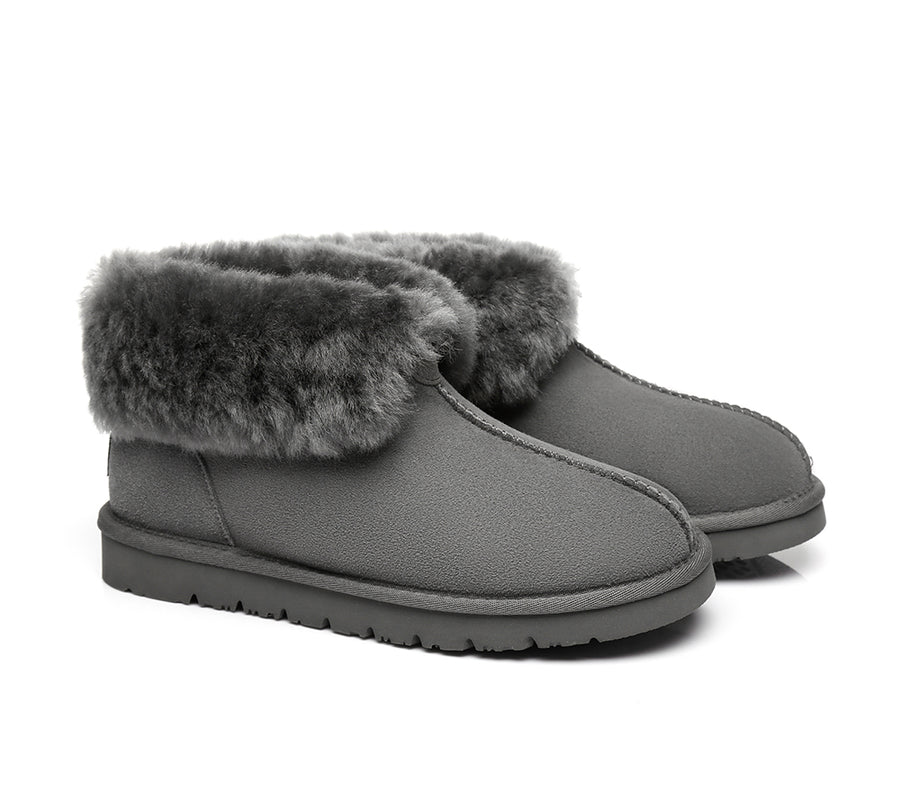 Australian Shepherd UGG Slippers Mallow Double Face Sheepskin Unisex Ankle Collar Slipper Water Resistant-Slippers-PEROZ Accessories