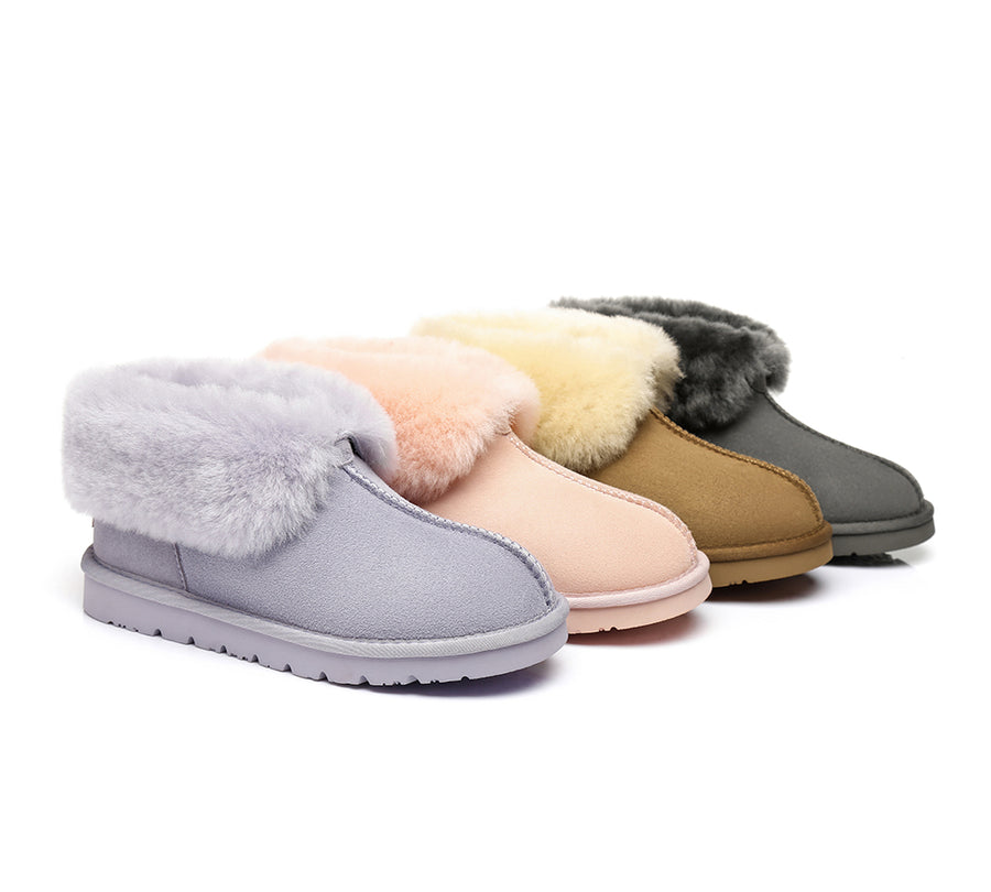 Australian Shepherd UGG Slippers Mallow Double Face Sheepskin Unisex Ankle Collar Slipper Water Resistant-Slippers-PEROZ Accessories