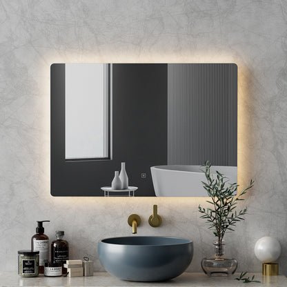 Embellir Wall Mirror 70X50cm with LED Light Bathroom Home Decor Round Rectangle-Health &amp; Beauty &gt; Makeup Mirrors-PEROZ Accessories
