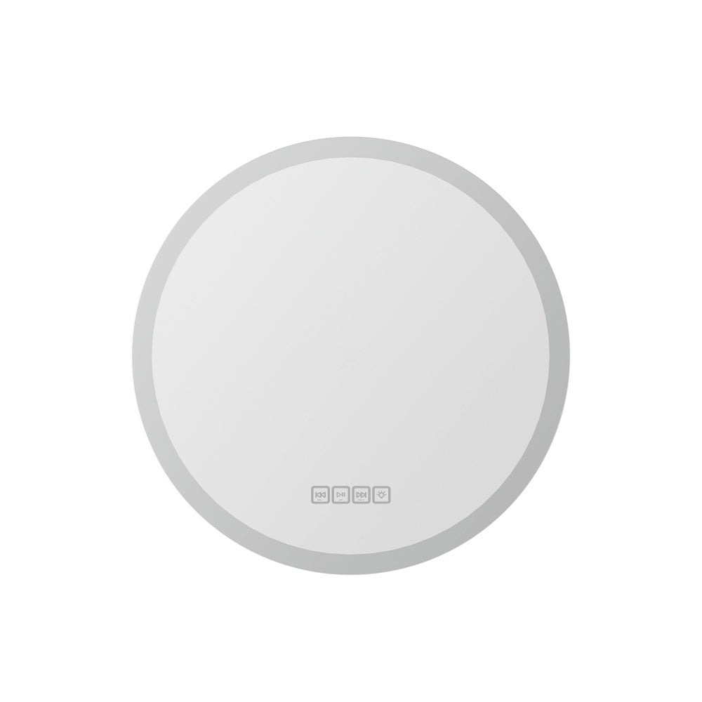 Embellir Bluetooth LED Wall Mirror With Light 50CM Bathroom Decor Round Mirrors-Health &amp; Beauty &gt; Makeup Mirrors-PEROZ Accessories