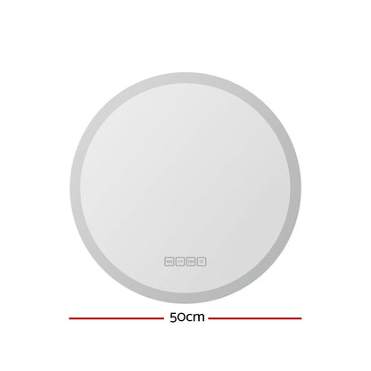 Embellir Bluetooth LED Wall Mirror With Light 50CM Bathroom Decor Round Mirrors-Health &amp; Beauty &gt; Makeup Mirrors-PEROZ Accessories