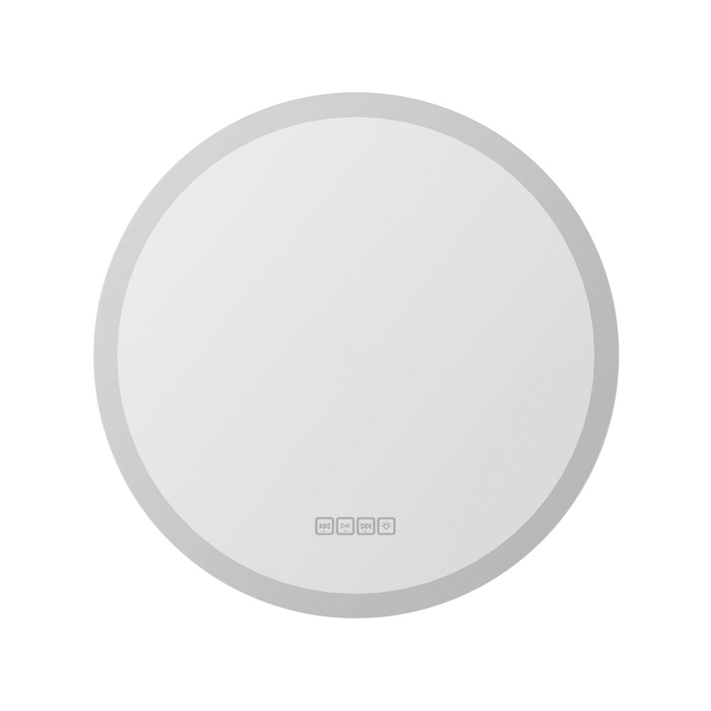 Embellir Bluetooth LED Wall Mirror With Light 60CM Bathroom Decor Round Mirrors-Health &amp; Beauty &gt; Makeup Mirrors-PEROZ Accessories