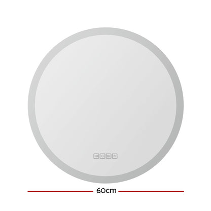 Embellir Bluetooth LED Wall Mirror With Light 60CM Bathroom Decor Round Mirrors-Health &amp; Beauty &gt; Makeup Mirrors-PEROZ Accessories