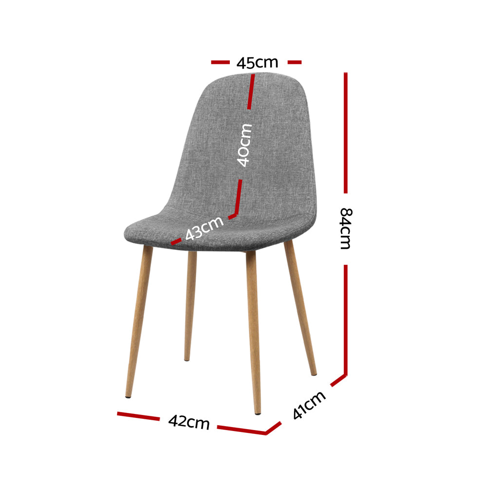 Artiss Set of 4 Adamas Fabric Dining Chairs - Light Grey-Furniture &gt; Dining - Peroz Australia - Image - 3