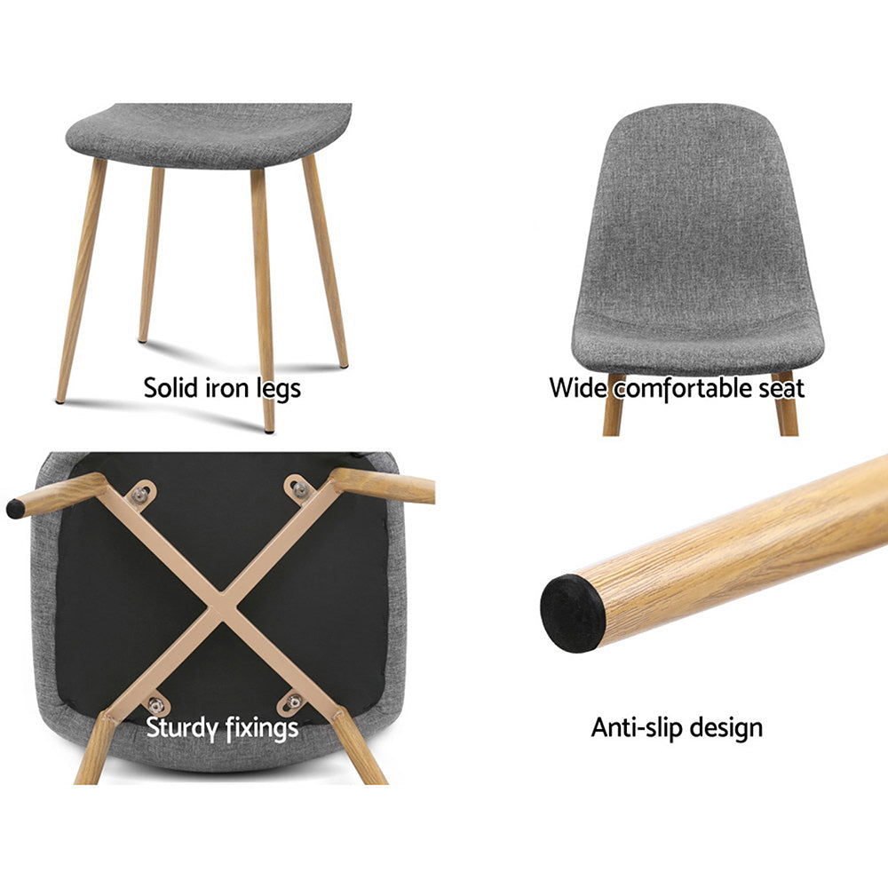 Artiss Set of 4 Adamas Fabric Dining Chairs - Light Grey-Furniture &gt; Dining - Peroz Australia - Image - 6