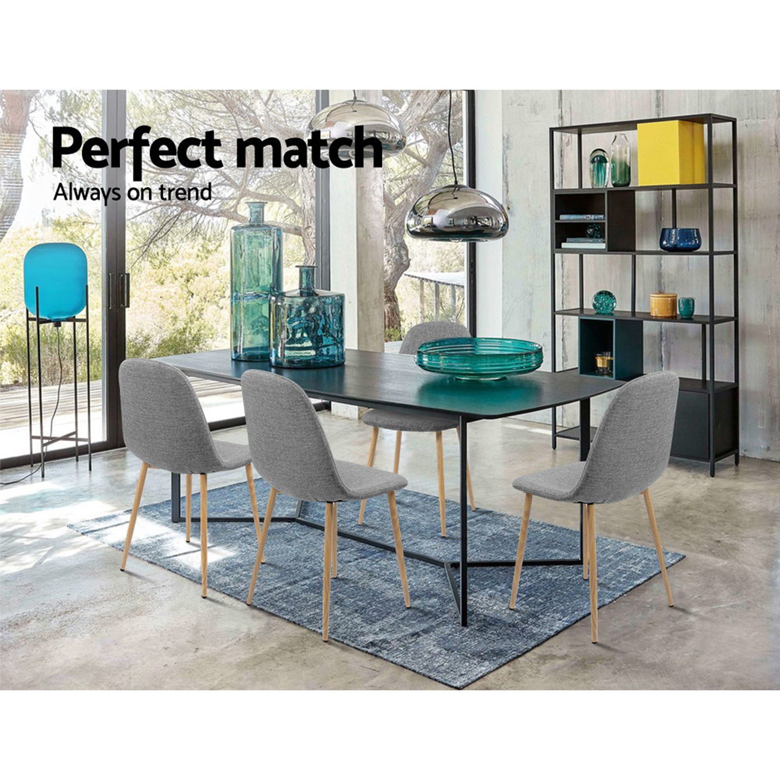 Artiss Set of 4 Adamas Fabric Dining Chairs - Light Grey-Furniture &gt; Dining - Peroz Australia - Image - 8