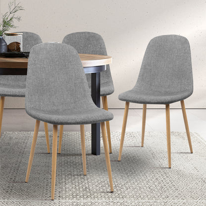 Artiss Set of 4 Adamas Fabric Dining Chairs - Light Grey-Furniture &gt; Dining - Peroz Australia - Image - 1