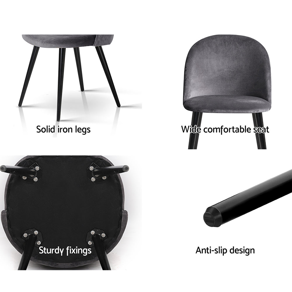 Artiss Set of 2 Velvet Modern Dining Chair - Dark Grey-Furniture &gt; Dining - Peroz Australia - Image - 6