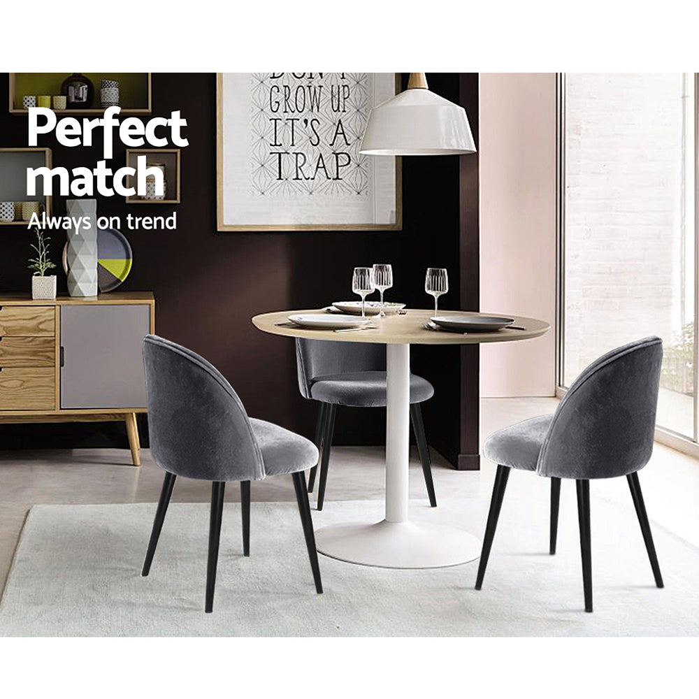 Artiss Set of 2 Velvet Modern Dining Chair - Dark Grey-Furniture &gt; Dining - Peroz Australia - Image - 7