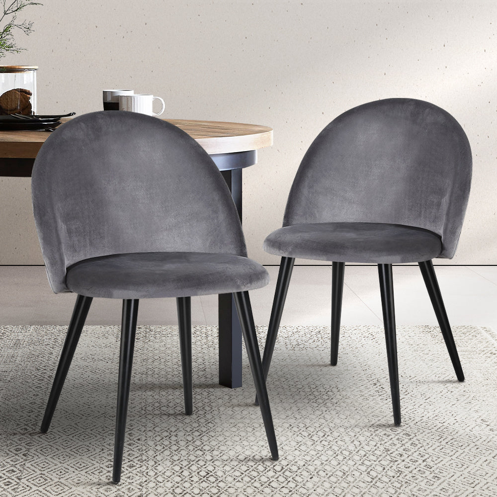 Artiss Set of 2 Velvet Modern Dining Chair - Dark Grey-Furniture &gt; Dining - Peroz Australia - Image - 8