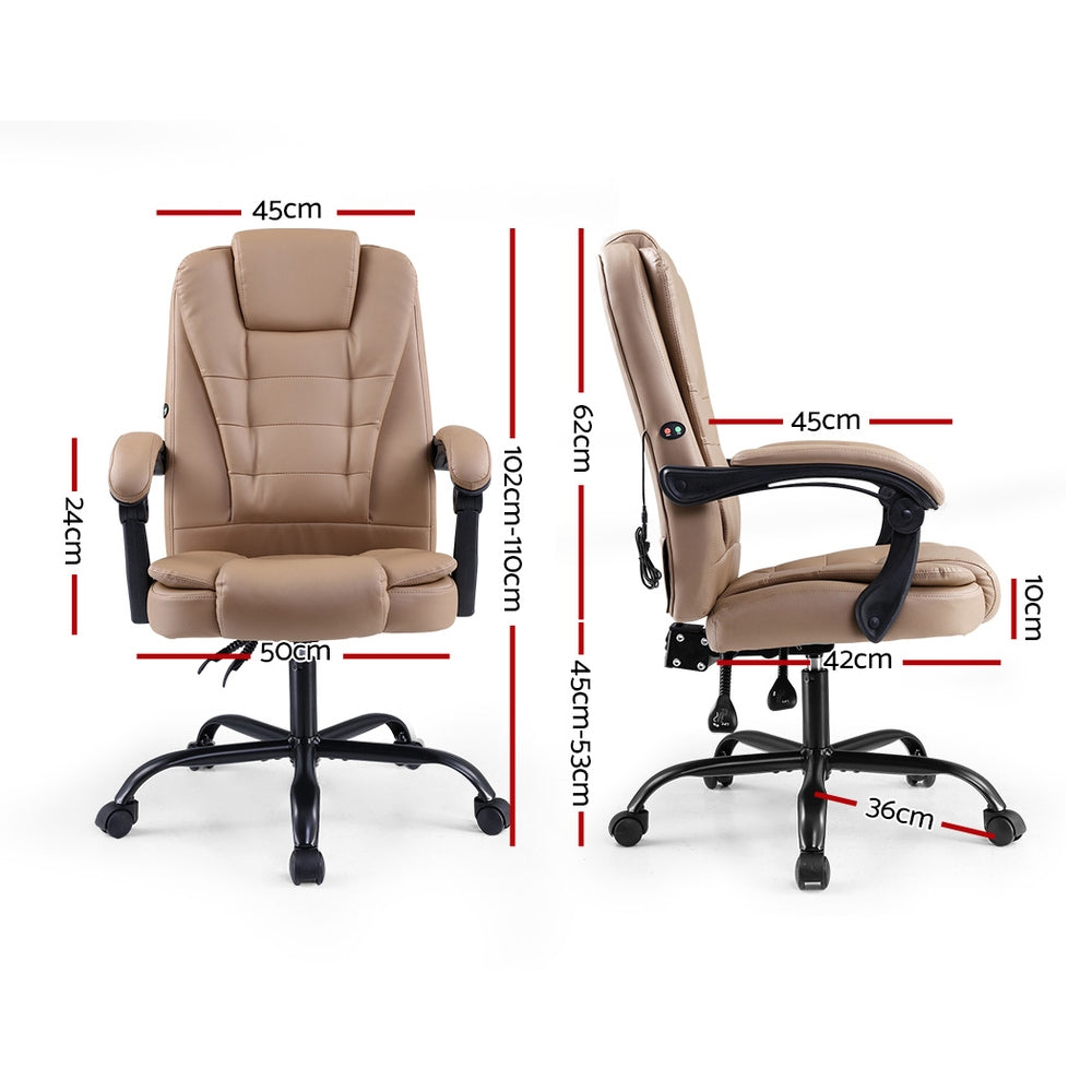 Artiss Massage Office Chair PU Leather Recliner Computer Gaming Chairs Espresso-Furniture &gt; Office - Peroz Australia - Image - 2