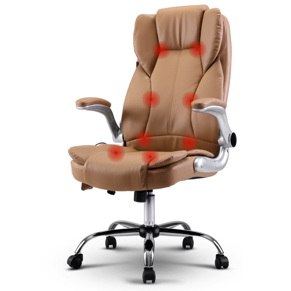 Artiss Massage Office Chair Gaming Chair Computer Desk Chair 8 Point Vibration Espresso-Furniture &gt; Office - Peroz Australia - Image - 1