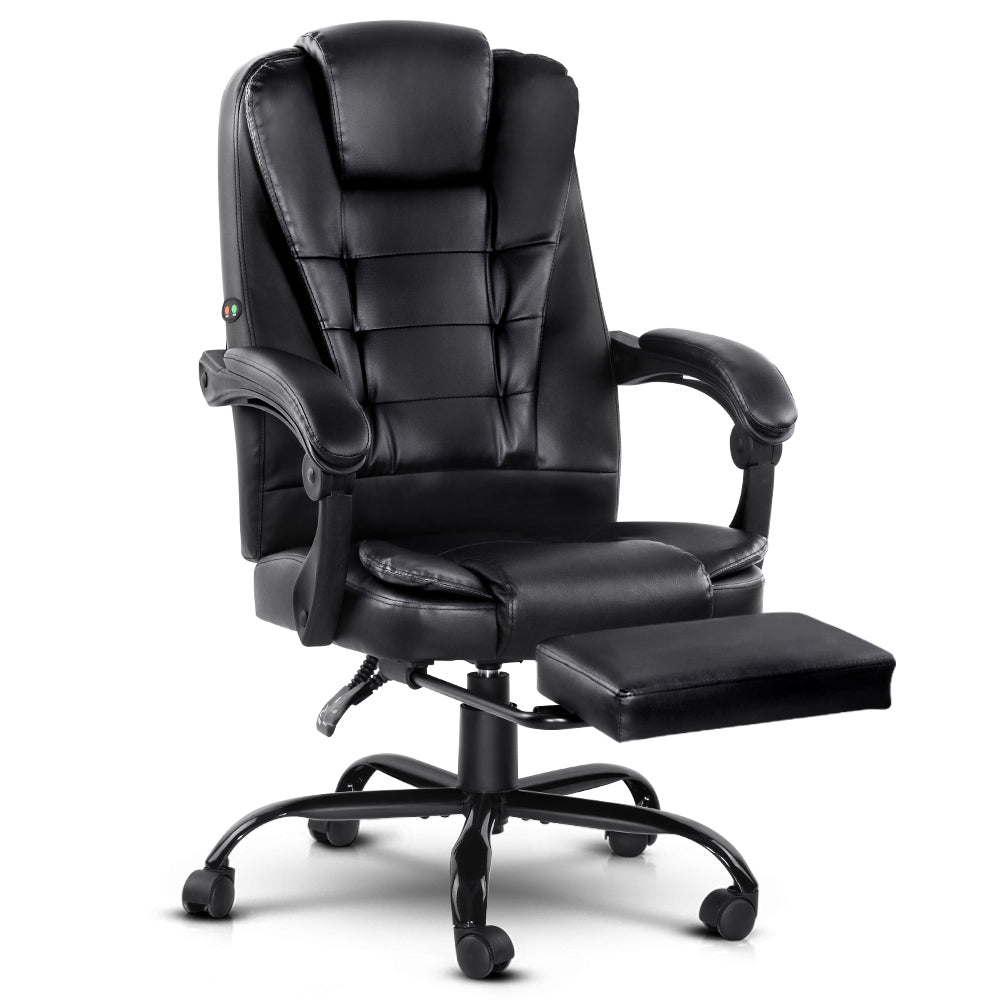 Artiss Electric Massage Office Chairs Recliner Computer Gaming Seat Footrest Black-Furniture &gt; Office - Peroz Australia - Image - 1
