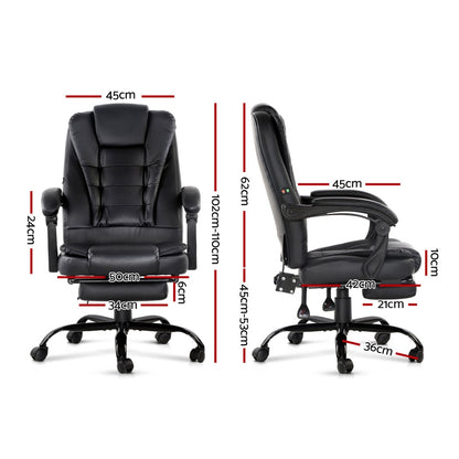 Artiss Electric Massage Office Chairs Recliner Computer Gaming Seat Footrest Black-Furniture &gt; Office - Peroz Australia - Image - 2