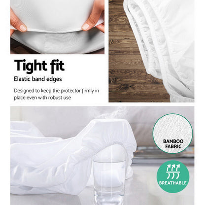 Giselle Bedding Single Size Waterproof Bamboo Mattress Protector-Home &amp; Garden &gt; Bedding-PEROZ Accessories
