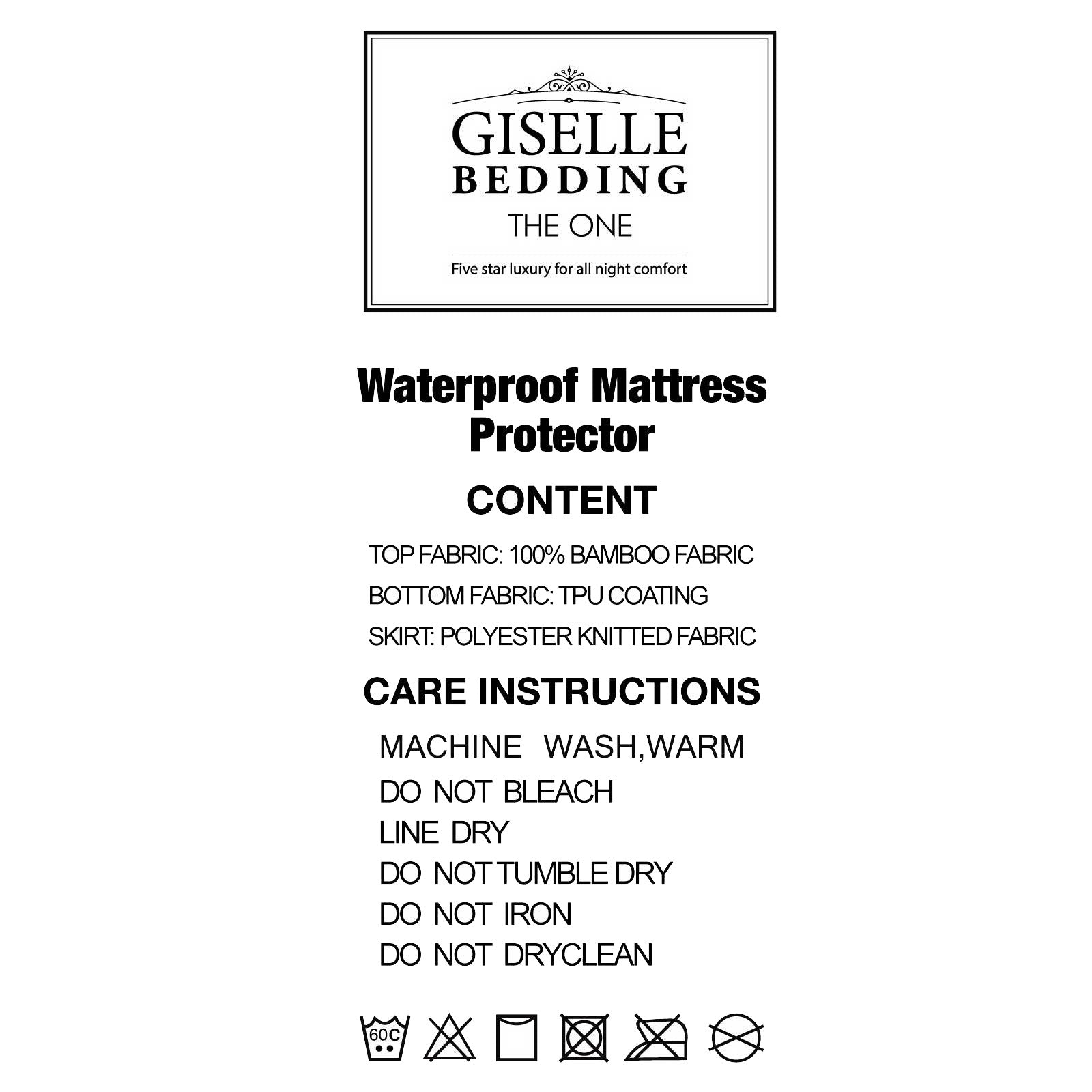 Giselle Bedding Single Size Waterproof Bamboo Mattress Protector-Home &amp; Garden &gt; Bedding-PEROZ Accessories