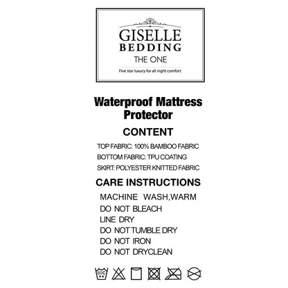 Giselle Bedding Single Size Waterproof Bamboo Mattress Protector-Home &amp; Garden &gt; Bedding-PEROZ Accessories