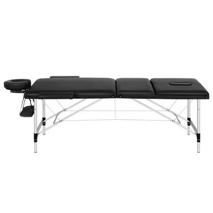 Zenses Massage Table 65cm Portable 3 Fold Aluminium Beauty Bed Black-Health &amp; Beauty &gt; Massage-PEROZ Accessories