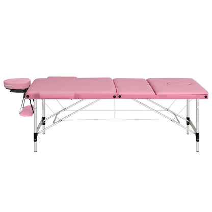 Zenses Massage Table 85cm Portable 3 Fold Aluminium Beauty Bed Pink-Health &amp; Beauty &gt; Massage-PEROZ Accessories