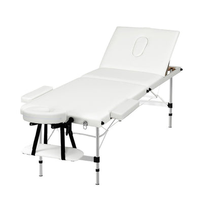 Zenses Massage Table 65cm Portable 3 Fold Aluminium Beauty Bed White-Health &amp; Beauty &gt; Massage-PEROZ Accessories