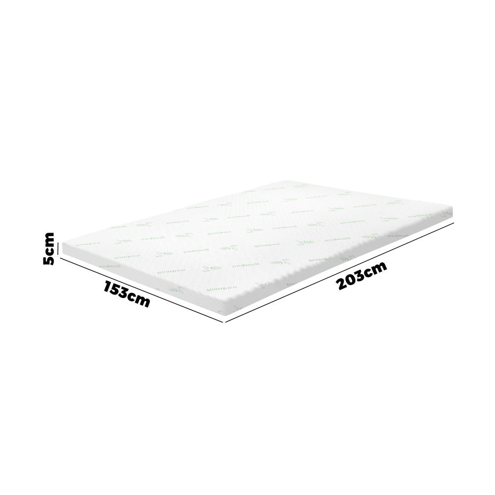 Bedra Memory Foam Mattress Topper Cool Gel Bed Bamboo Cover 7-Zone 5CM Queen-Mattress Topper-PEROZ Accessories