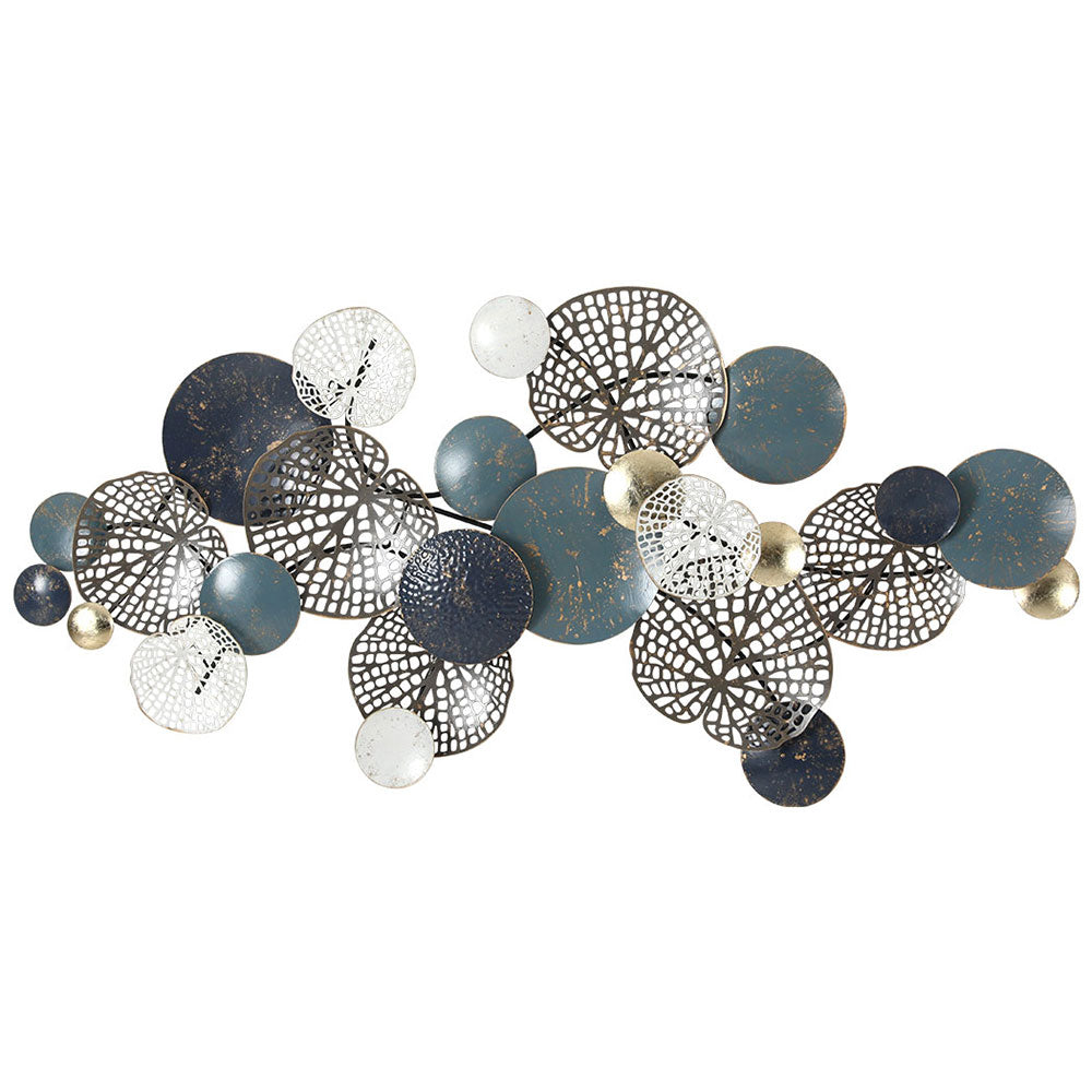 Artiss Metal Wall Art Hanging Sculpture 132cm Home Decor Leaf Circles Blue-Home &amp; Garden &gt; Decor-PEROZ Accessories