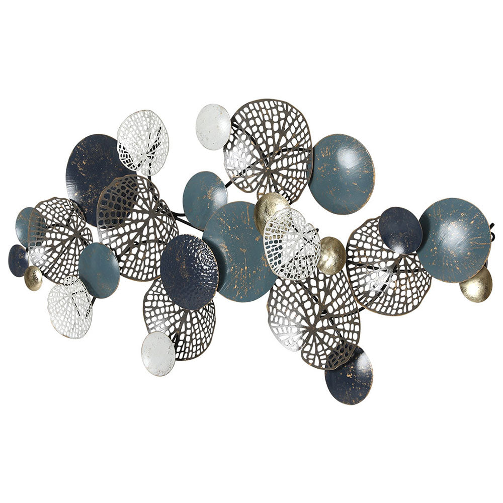 Artiss Metal Wall Art Hanging Sculpture 132cm Home Decor Leaf Circles Blue-Home &amp; Garden &gt; Decor-PEROZ Accessories