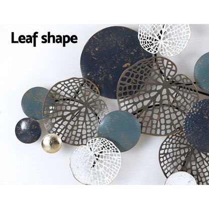 Artiss Metal Wall Art Hanging Sculpture 132cm Home Decor Leaf Circles Blue-Home &amp; Garden &gt; Decor-PEROZ Accessories