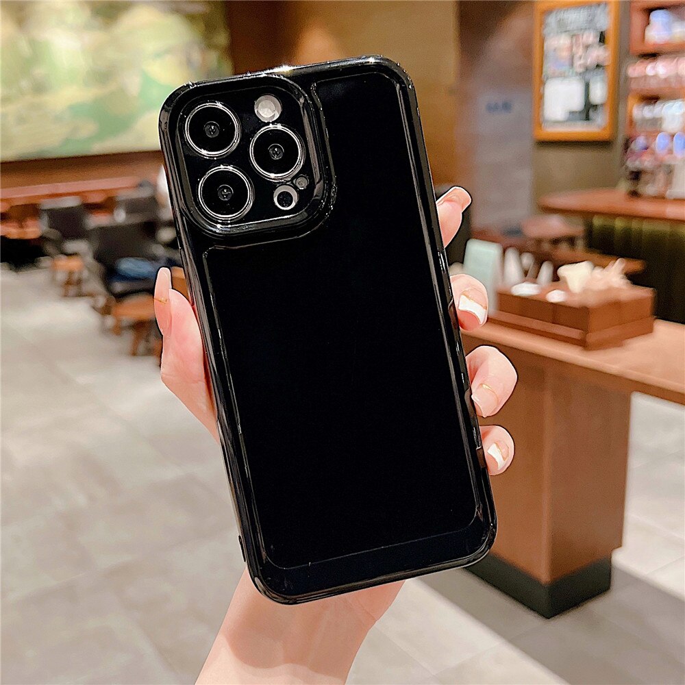 Anymob iPhone Case Black Luxury Space Shell Phone Case Jelly Solid Color Soft Silicone Bumper Cover For iPhone Compatible-Mobile Phone Cases-PEROZ Accessories