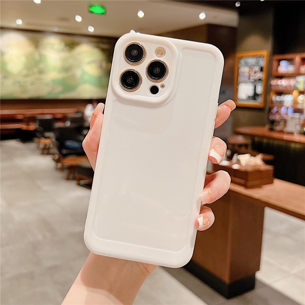Anymob iPhone Case White Luxury Space Shell Phone Case Jelly Solid Color Soft Silicone Bumper Cover For iPhone Compatible-Mobile Phone Cases-PEROZ Accessories